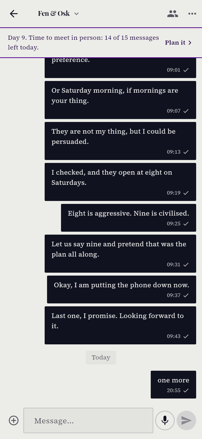 A conversation inside a match