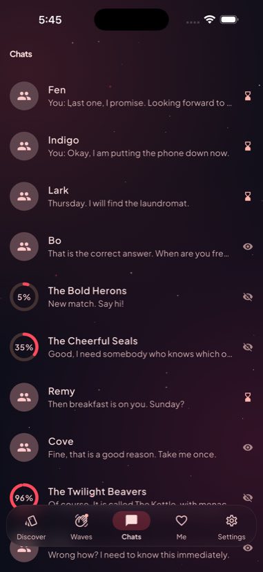 The chat list in dating mode